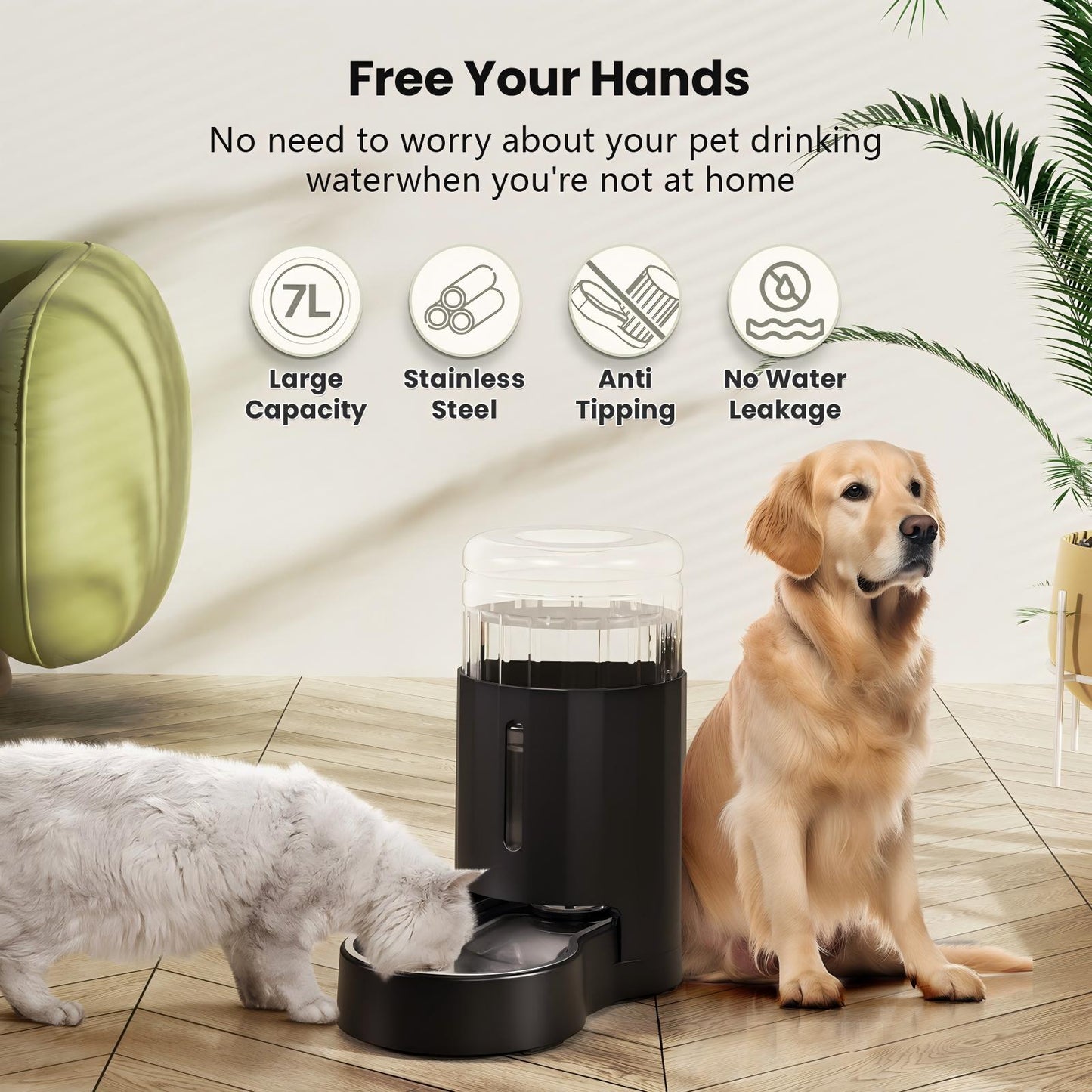Automatic Pet Water Dispenser 7L Capacity for Dogs and Cats