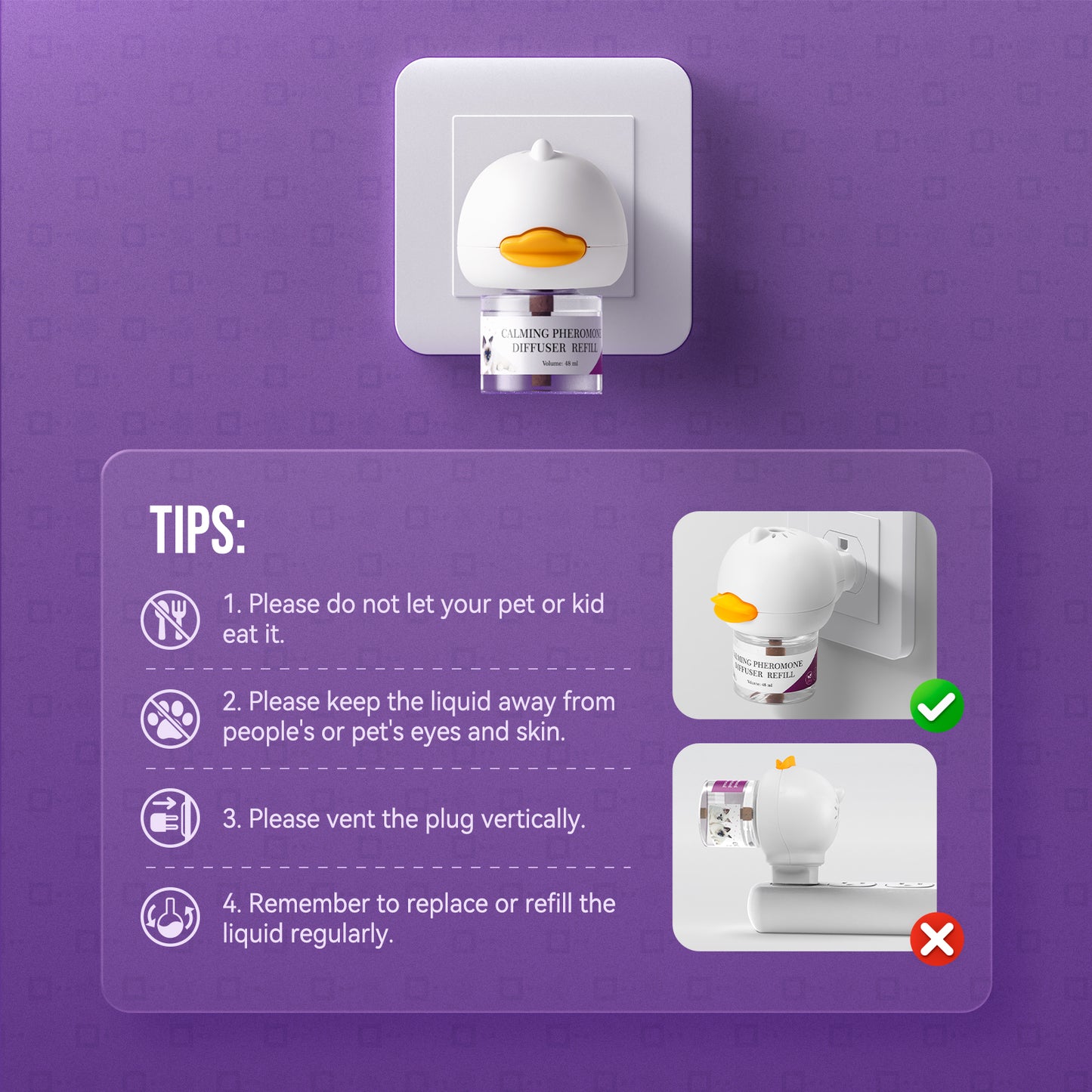 Cat Calming Pheromone Diffuser Kit for Cat/Kitten Anxiety Relief Stress Reduction, 48ml x 2 and1 Plug-in