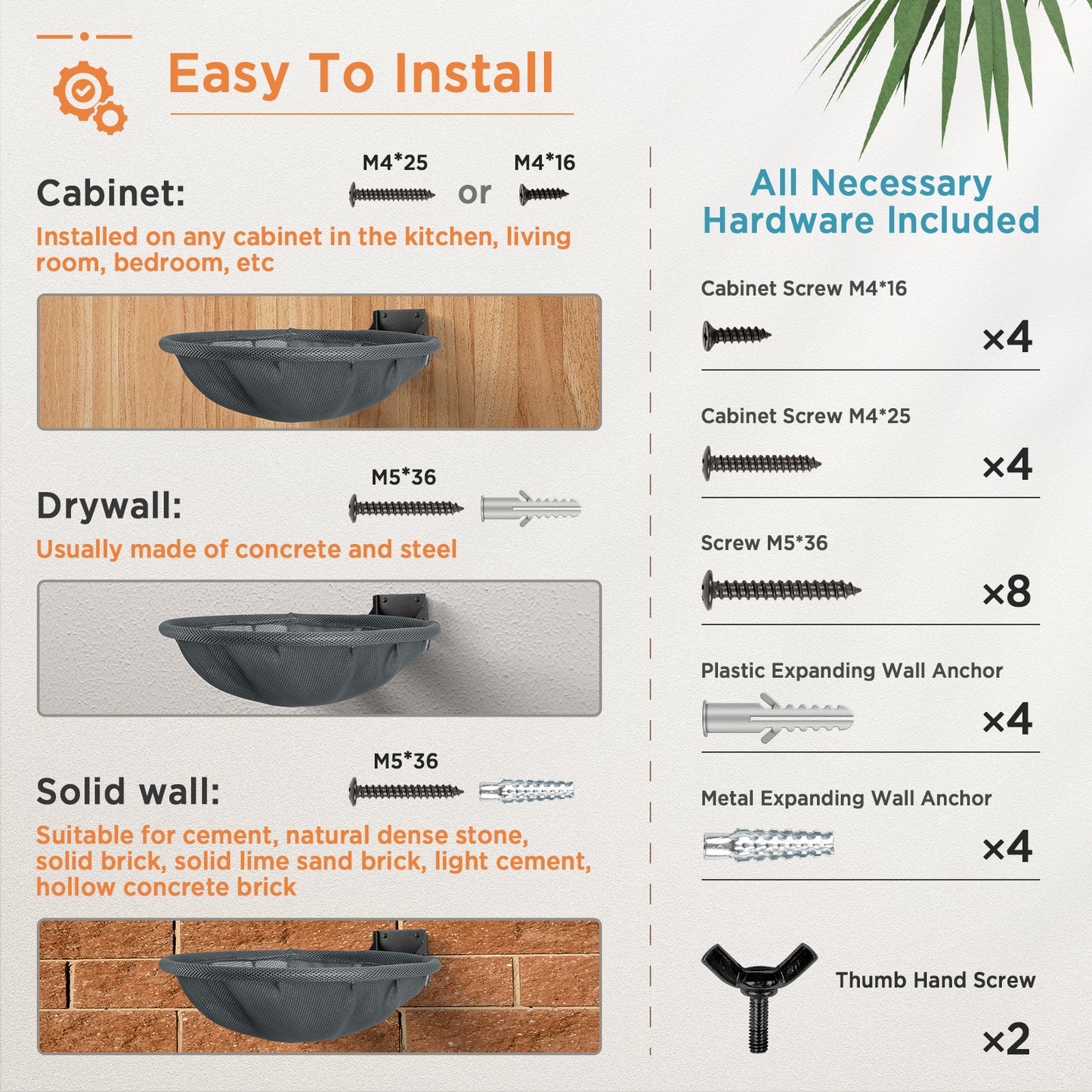 Cat Hammock Wall Mounted for Sleeping, Playing, Climbing - Maximum Hold Up to 30lb