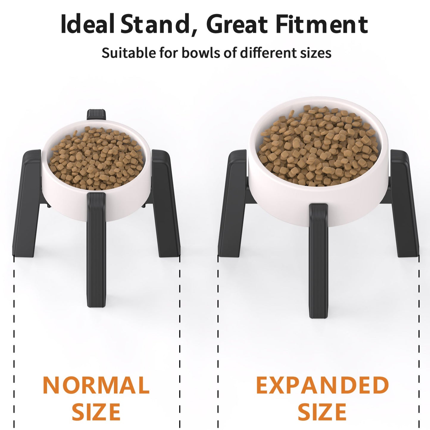 Width-Adjustable Pet Bowl Stand Expanded Size
