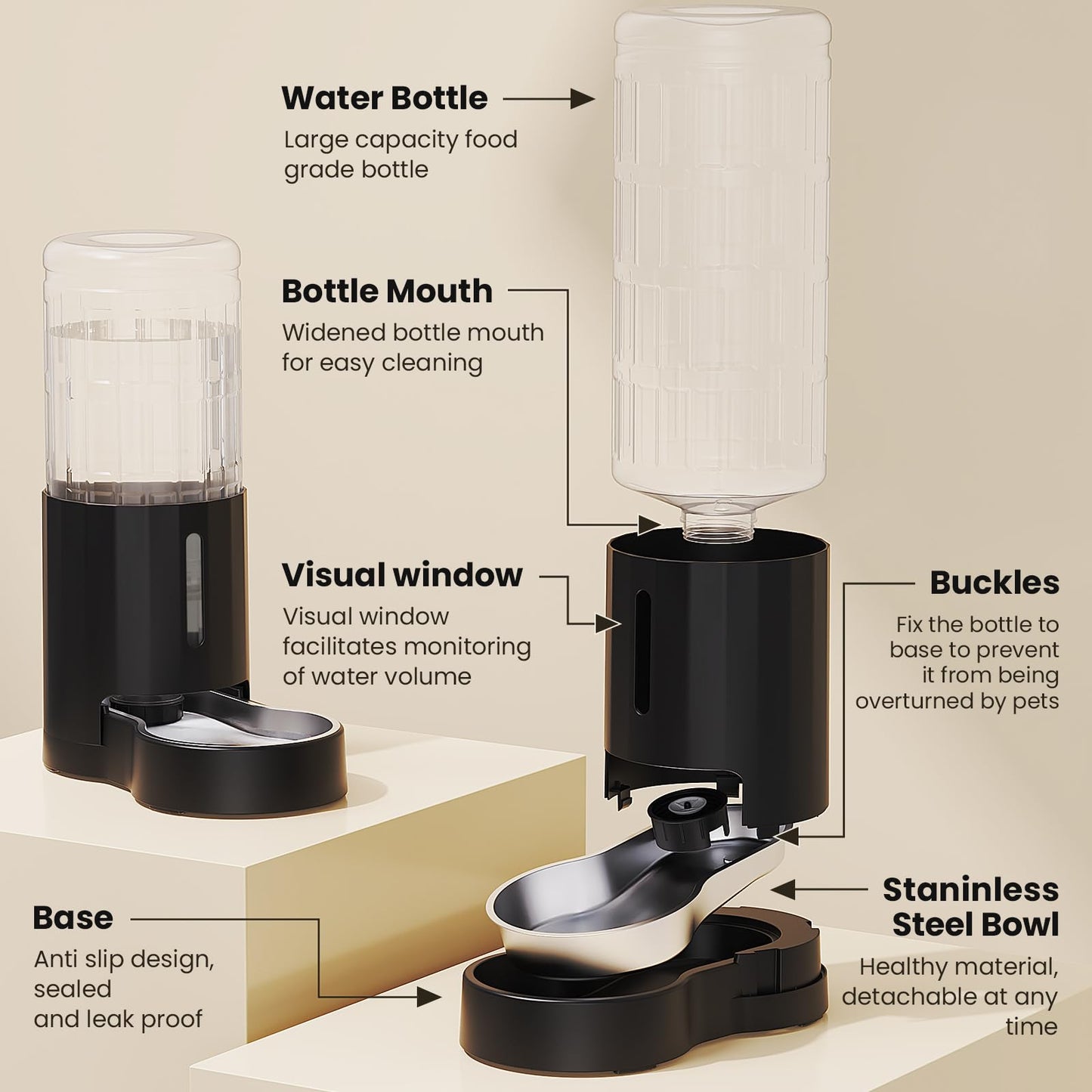 Gravity Pet Water Dispenser 8.5L Capacity for Medium Large Dogs and Cats