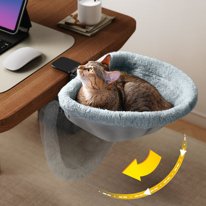 Space Saving Cat Bed for Desk - Folding, Sunken Design & Space-Saving Semi-Circular Cat Bed