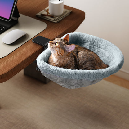 Space Saving Cat Bed for Desk - Folding, Sunken Design & Space-Saving Semi-Circular Cat Bed
