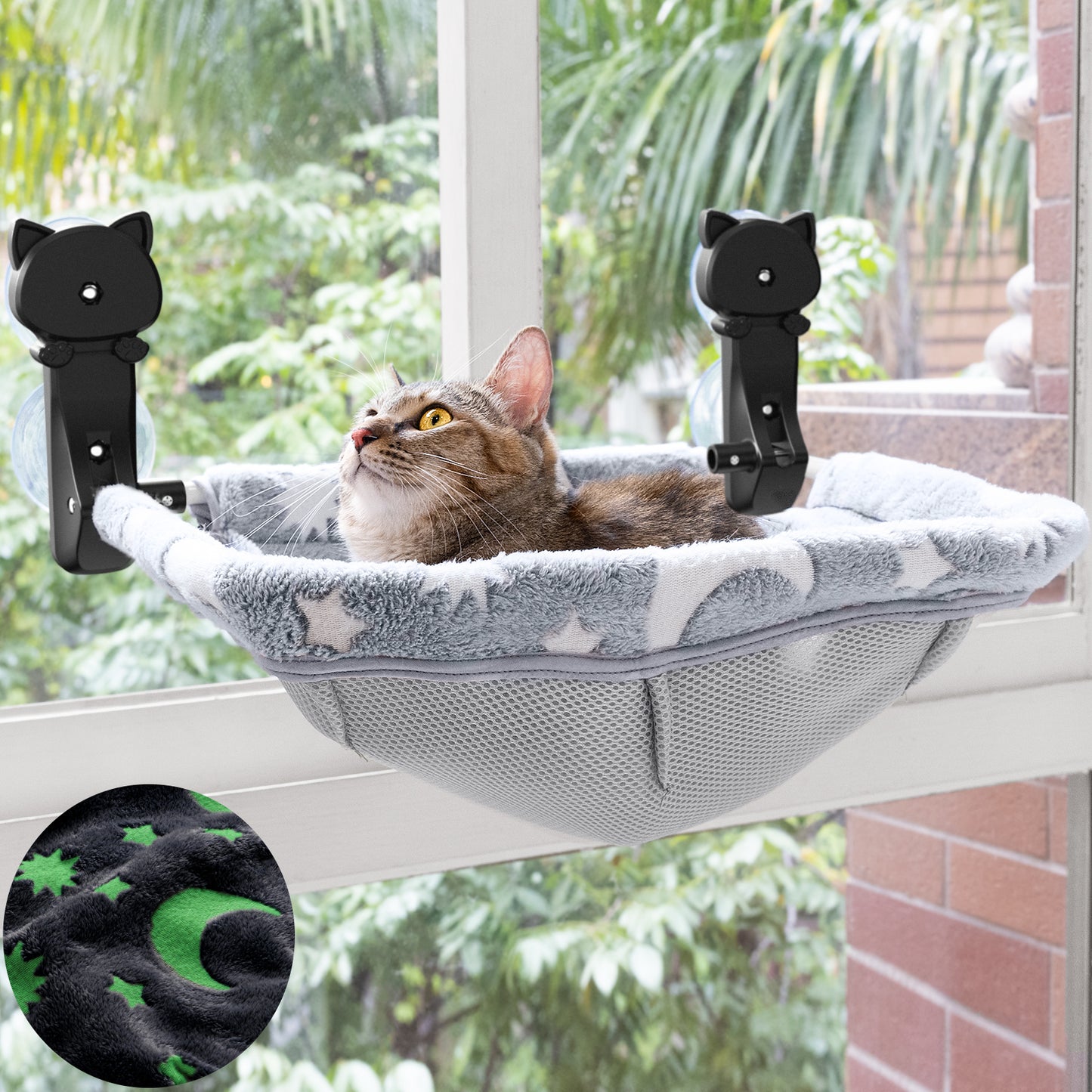 Cat Window Perch - Glow in The Dark, Foldable & Stable Cat Beds for Overlooking, Sunbathing and Climbing