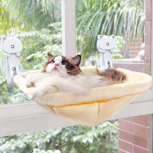 Square Window Cat Hammock, Foldable & Stable Cat Beds- Breathable Cat Window Hammock for Overlooking, Sunbathing and Climbing