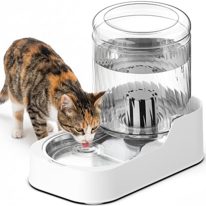 Automatic Cat Water Dispenser with Stainless Steel Bowl, Dog Water Bowl Dispenser Adjustable Water Dispensing, Auto Pet Waterer for Cats and Dogs