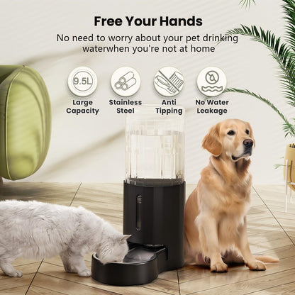 Gravity Pet Water Dispenser 9.5L Capacity for Medium Large Dogs and Cats