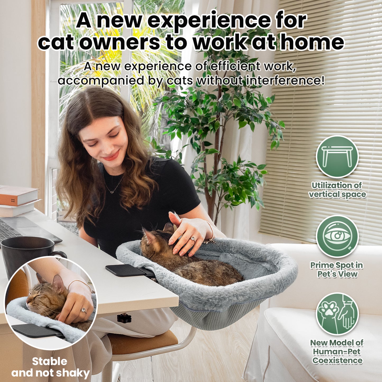 Space Saving Cat Bed for Desk - Folding, Sunken Design & Space-Saving Semi-Circular Cat Bed