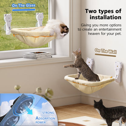 Square Window Cat Hammock, Foldable & Stable Cat Beds- Breathable Cat Window Hammock for Overlooking, Sunbathing and Climbing