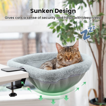 Space Saving Cat Bed for Desk - Folding, Sunken Design & Space-Saving Semi-Circular Cat Bed