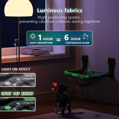 Cat Window Perch - Glow in The Dark, Foldable & Stable Cat Beds for Overlooking, Sunbathing and Climbing