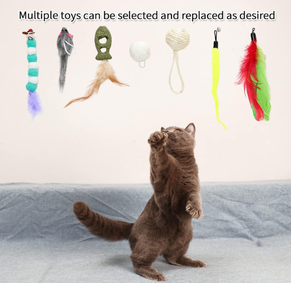 CZPET Cat Toys Kitten Jump Exercise Interactive Replaceable Elastic Automatic Toy Funny Cat Teaser Various Developmental Puzzle Toys Feather Mouse