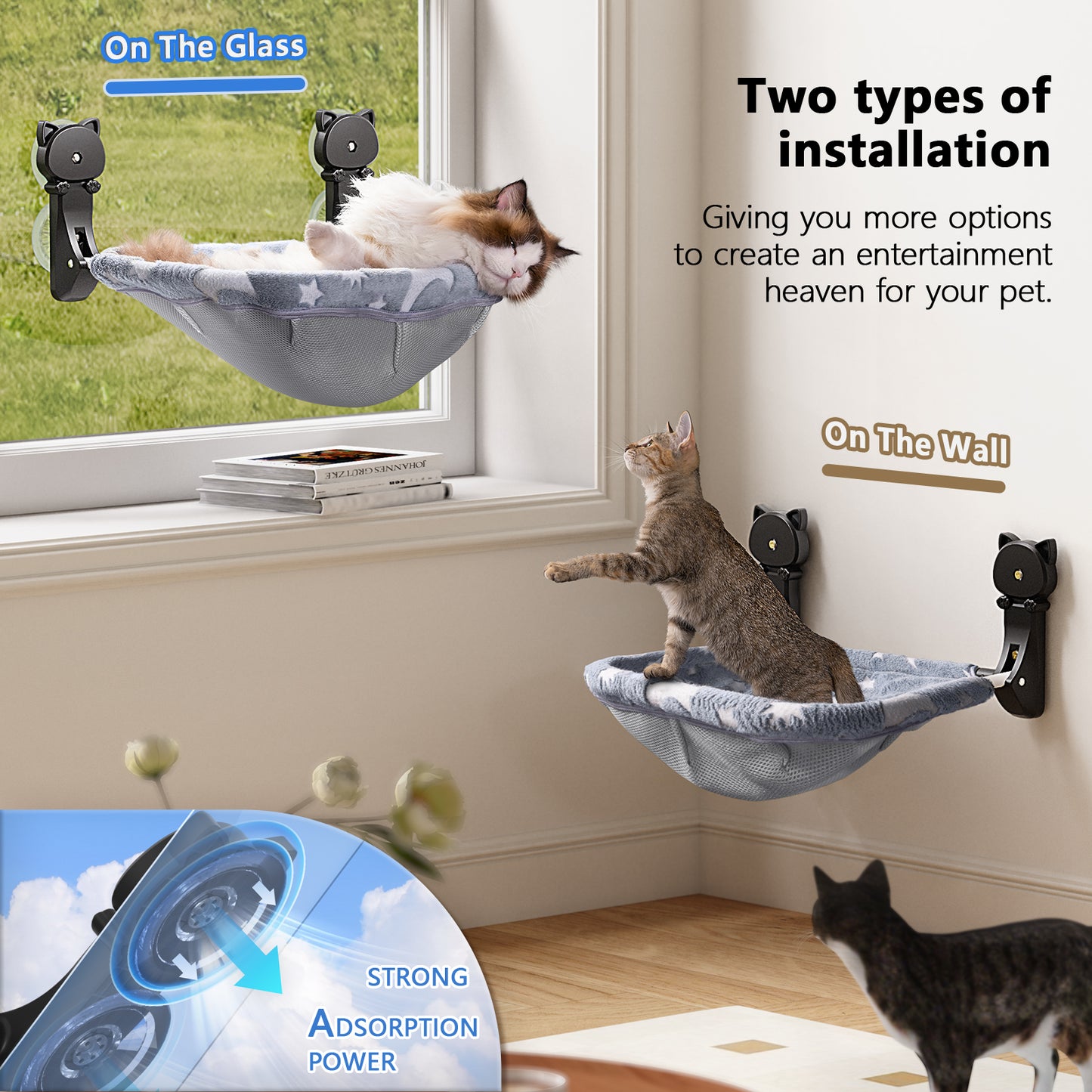 Cat Window Perch - Glow in The Dark, Foldable & Stable Cat Beds for Overlooking, Sunbathing and Climbing