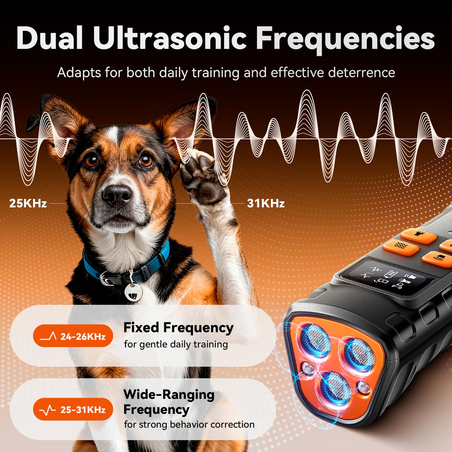 Dog Bark Deterrent Devices, Upgraded Smart Display, 3X Ultrasonic Pet Gentle Anti Barking Device for Dogs