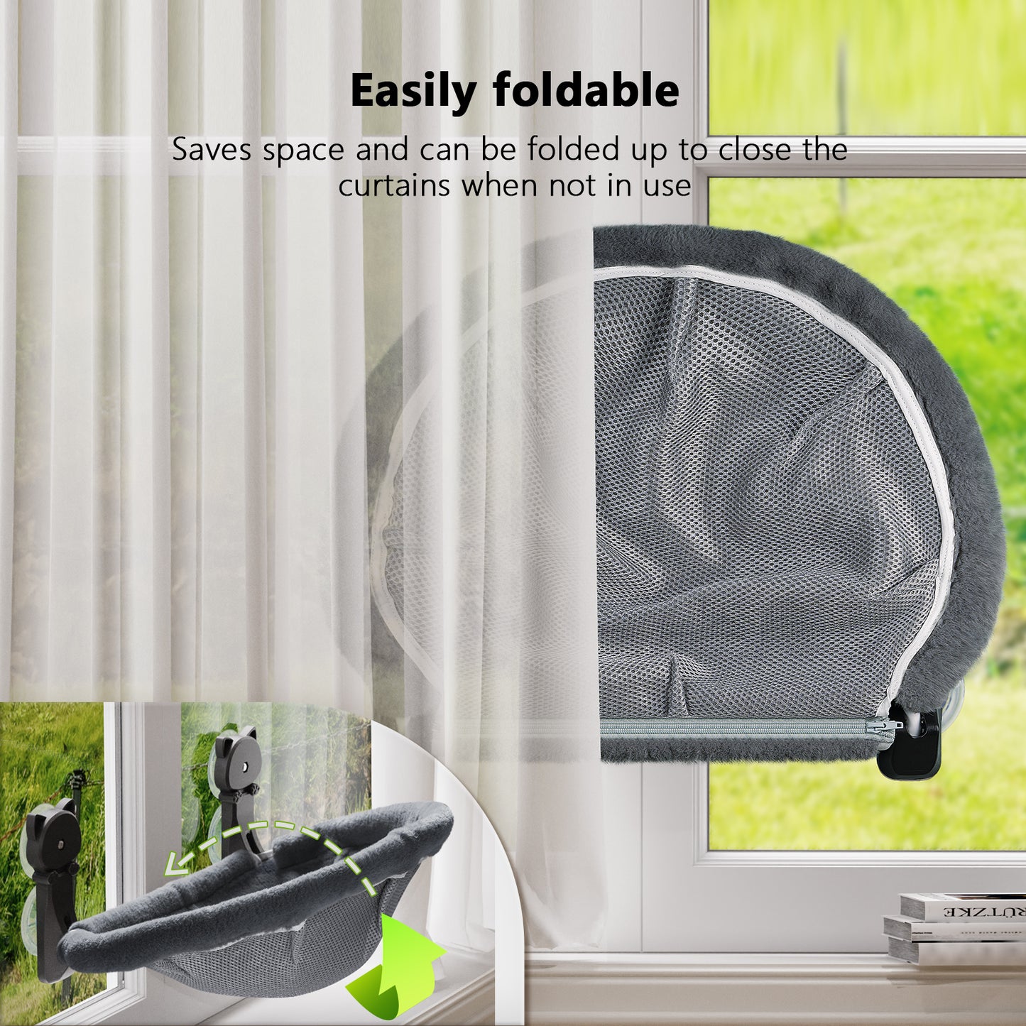 Foldable & Stable Cat Hammocks for Overlooking, Sunbathing and Climbing - Maximum Hold Up to 40lb