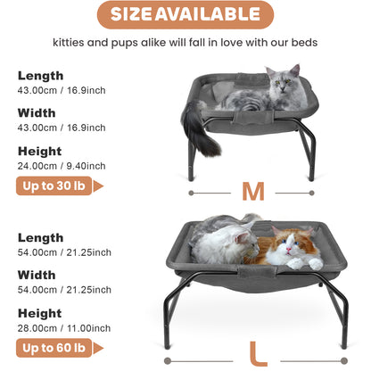 Large Cat Hammock Bed - Free-Standing Square Pet Sleeping Bed, Detachable, Easy Assembly for Indoor/Outdoor Use