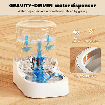 Automatic Cat Water Dispenser with Stainless Steel Bowl, Dog Water Bowl Dispenser Adjustable Water Dispensing, Auto Pet Waterer for Cats and Dogs