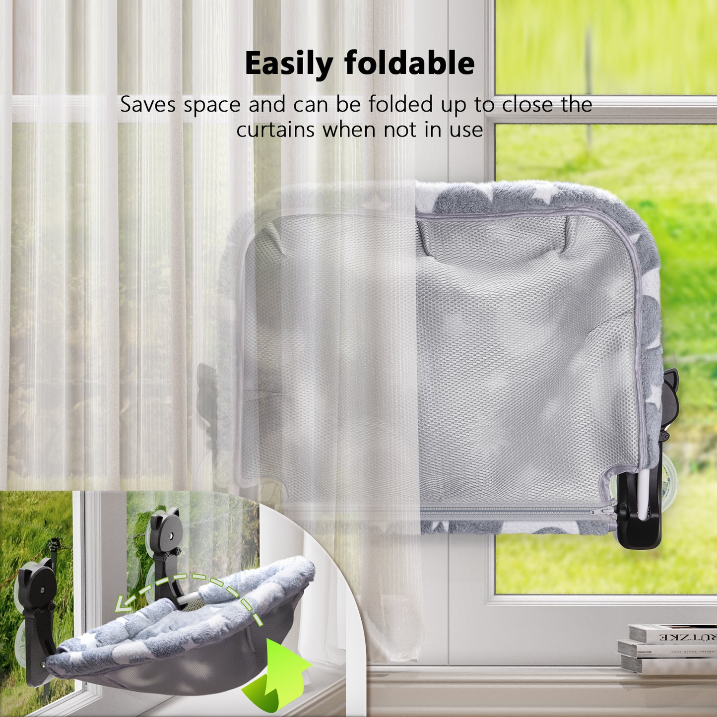 Cat Window Perch - Glow in The Dark, Foldable & Stable Cat Beds for Overlooking, Sunbathing and Climbing