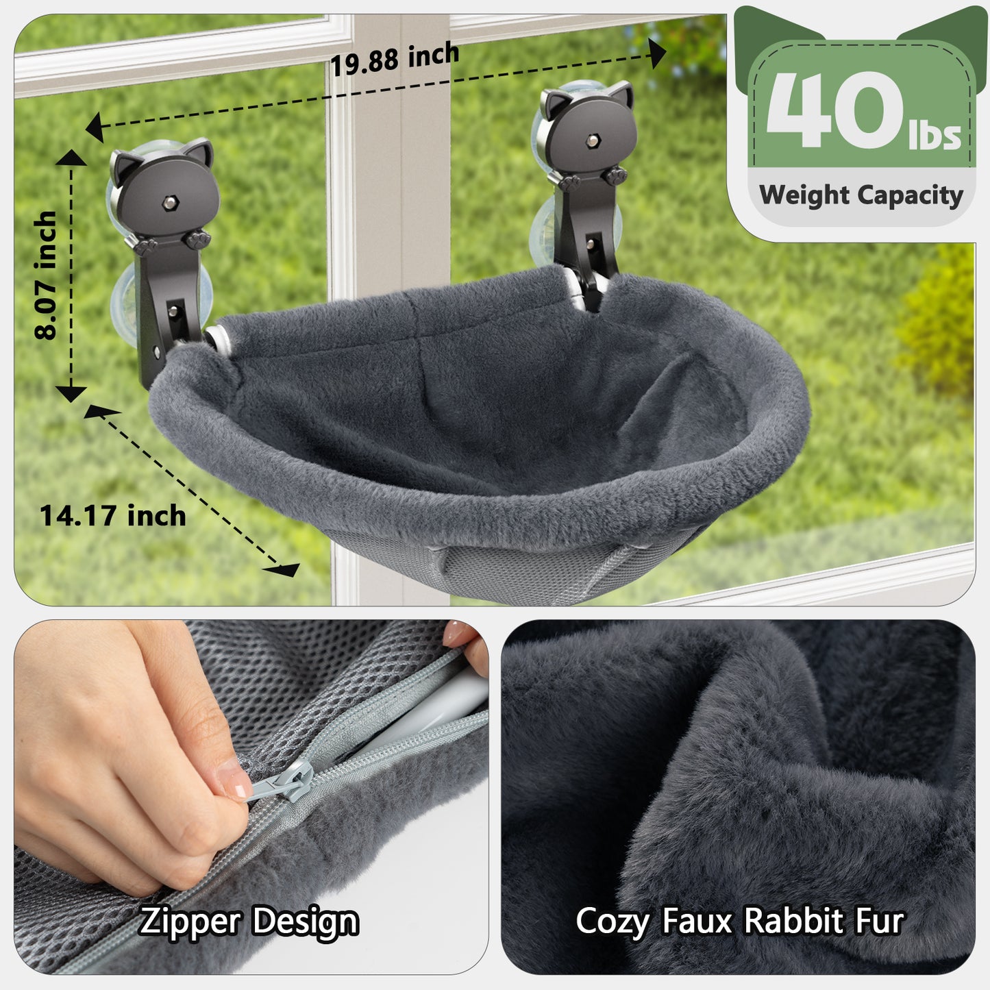 Foldable & Stable Cat Hammocks for Overlooking, Sunbathing and Climbing - Maximum Hold Up to 40lb