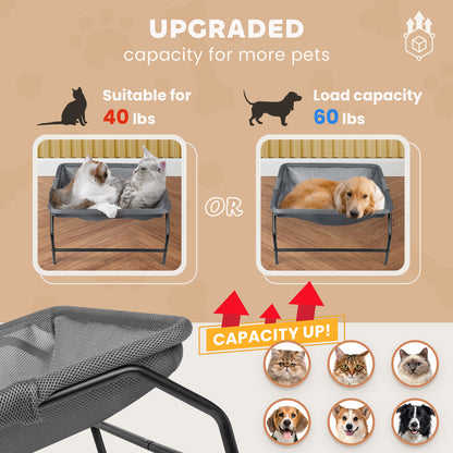 Large Cat Hammock Bed - Free-Standing Square Pet Sleeping Bed, Detachable, Easy Assembly for Indoor/Outdoor Use