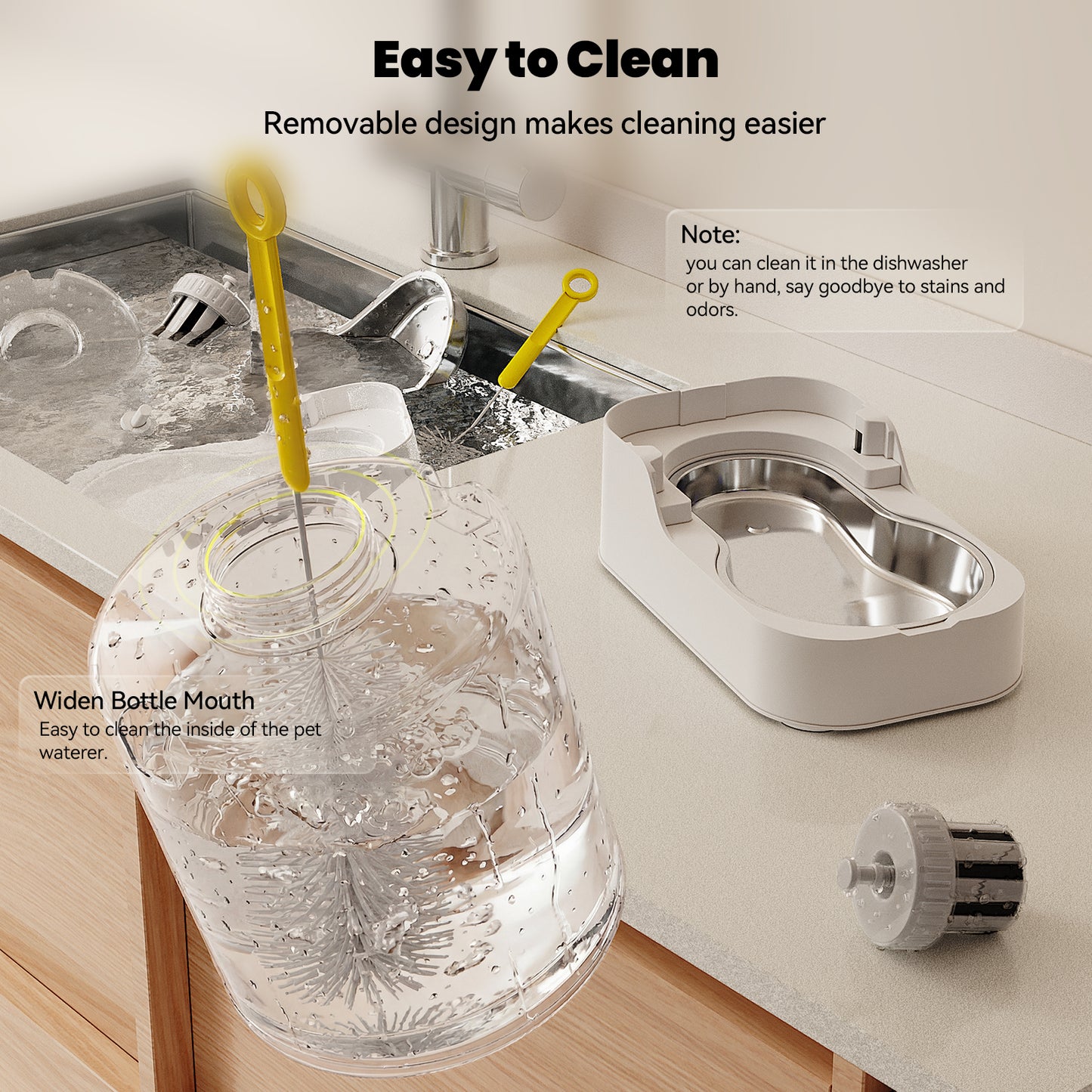 Automatic Cat Water Dispenser with Stainless Steel Bowl, Dog Water Bowl Dispenser Adjustable Water Dispensing, Auto Pet Waterer for Cats and Dogs
