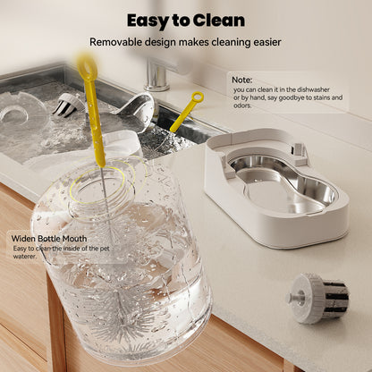 Automatic Cat Water Dispenser with Stainless Steel Bowl, Dog Water Bowl Dispenser Adjustable Water Dispensing, Auto Pet Waterer for Cats and Dogs