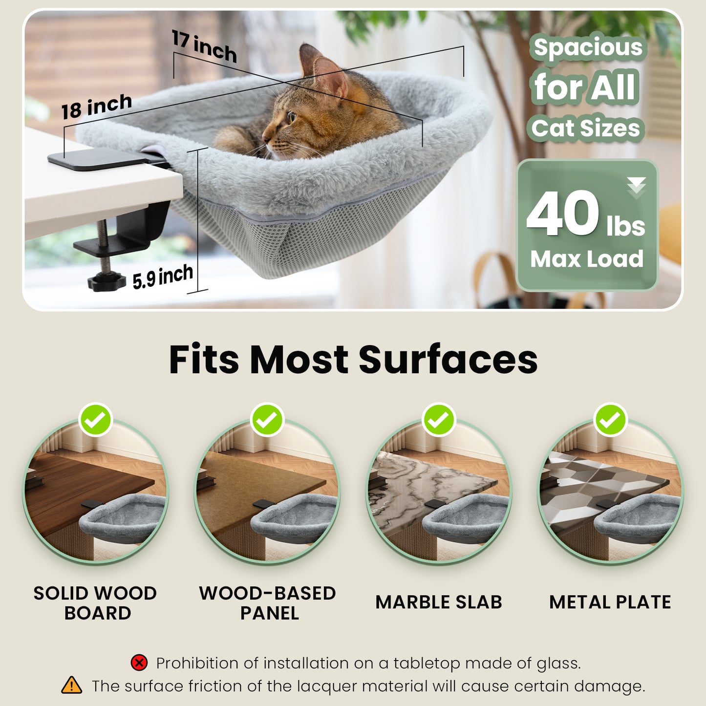 Space Saving Cat Bed for Desk - Folding, Sunken Design & Space-Saving Semi-Circular Cat Bed