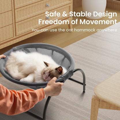 Elevated Cat Bed Hammock Whole Wash Stable & Breathable Easy Assembly Indoors Outdoors