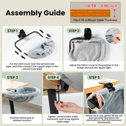 Space Saving Cat Bed for Desk - Folding, Sunken Design & Space-Saving Semi-Circular Cat Bed