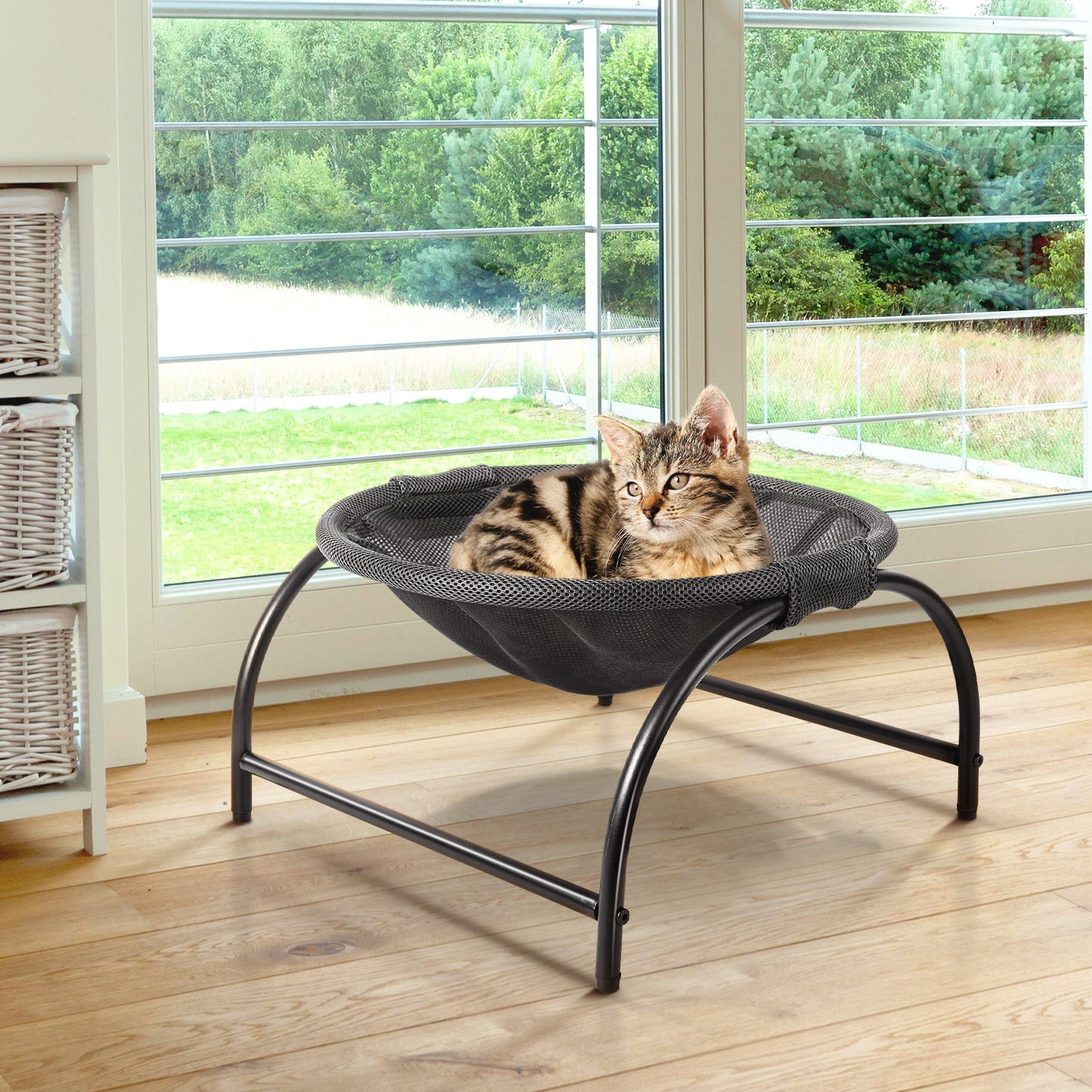 Elevated Cat Bed Hammock Whole Wash Stable & Breathable Easy Assembly Indoors Outdoors