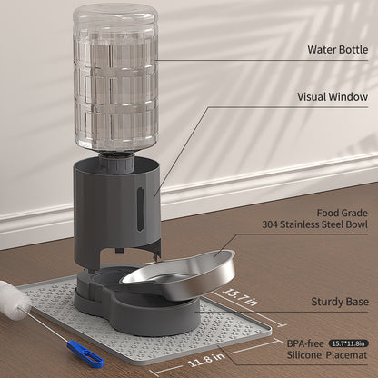 4L Cat Water Dispenser with Placemat, Automatic Gravity Water Dispenser for Cats or Small Medium Size Dogs