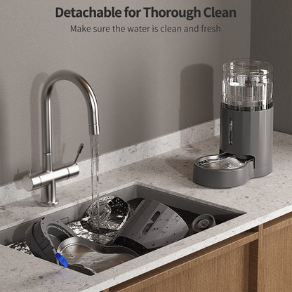 4L Cat Water Dispenser with Placemat, Automatic Gravity Water Dispenser for Cats or Small Medium Size Dogs