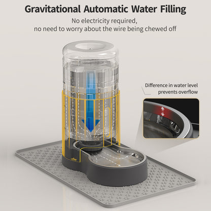 4L Cat Water Dispenser with Placemat, Automatic Gravity Water Dispenser for Cats or Small Medium Size Dogs