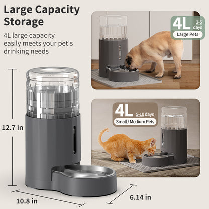 4L Cat Water Dispenser with Placemat, Automatic Gravity Water Dispenser for Cats or Small Medium Size Dogs