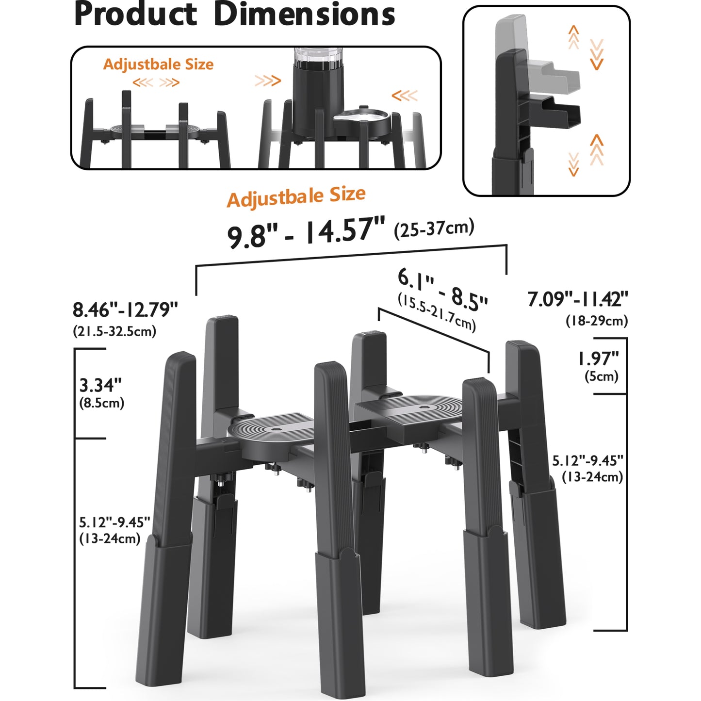 Pet Water Dispenser Stand, Width and Height Adjustable Elevated Stand for Pet Feerders, Suitable for Large Dogs