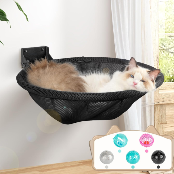 Cat Hammock Wall Mounted for Sleeping, Playing, Climbing - Maximum Hold Up to 30lb