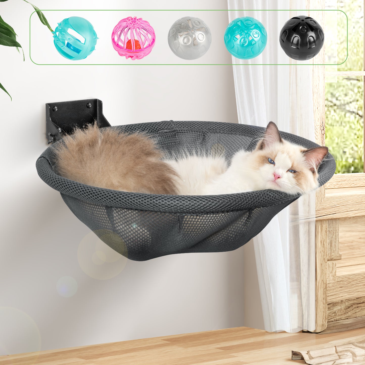 Cat Hammock Wall Mounted for Sleeping, Playing, Climbing - Maximum Hold Up to 30lb