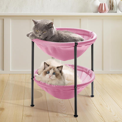 2 Tier Cat Beds, Easy Assembly Cat Hammock for Multi-cat Household, Indoor & Outdoor