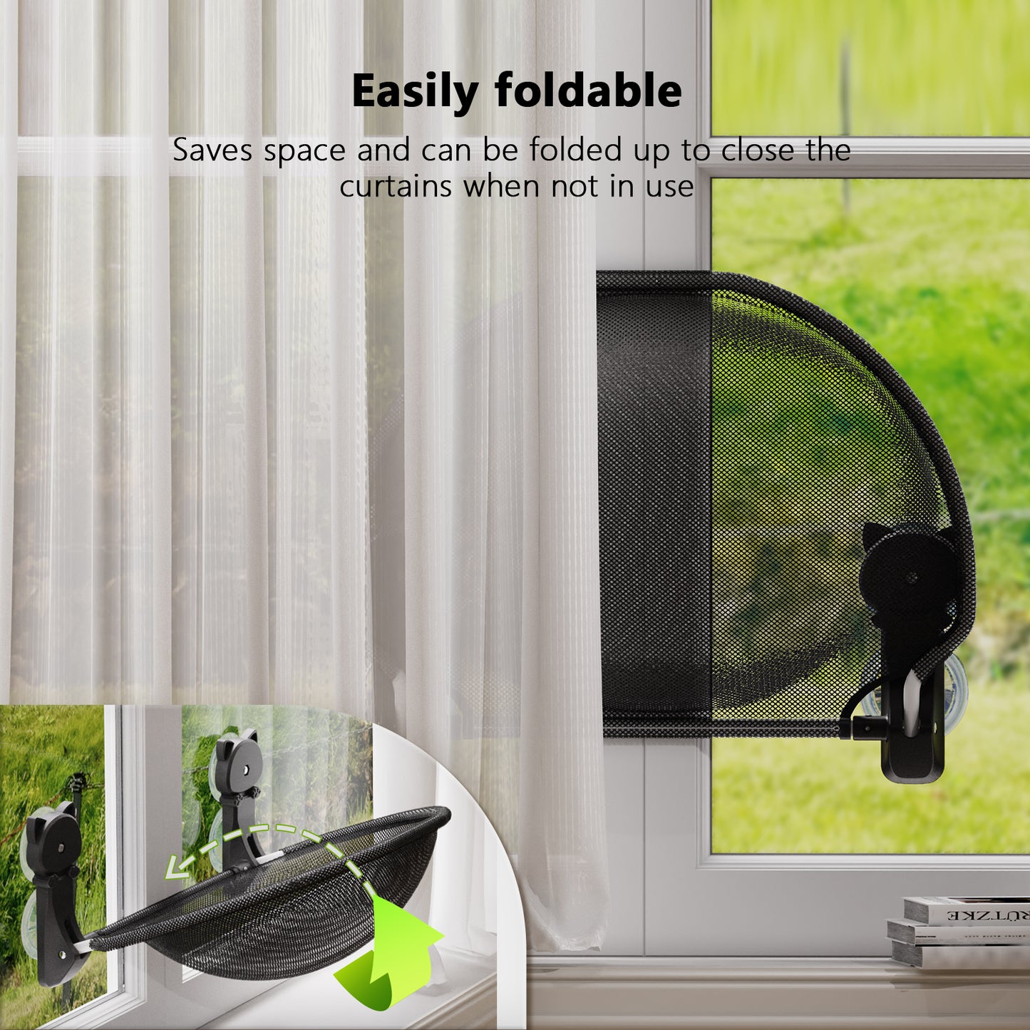 Cat Window Perch, Foldable & Breathable Cat Window Hammock - Maximum Hold Up to 40lb