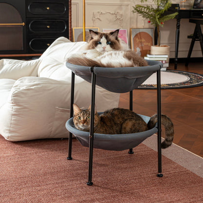 2 Tier Cat Beds, Easy Assembly Cat Hammock for Multi-cat Household, Indoor & Outdoor